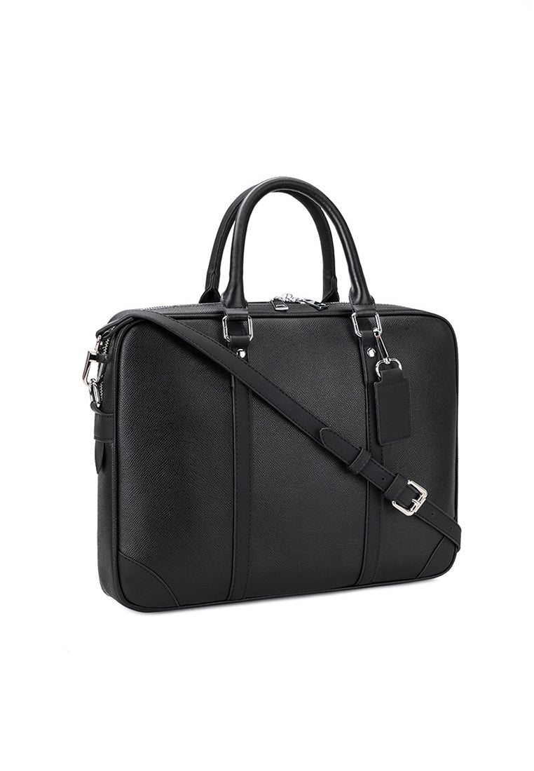 Leather Business Laptop Briefcase 361 Small Size Black