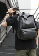 Load image into Gallery viewer, Leather Travel Backpack 6010 Black
