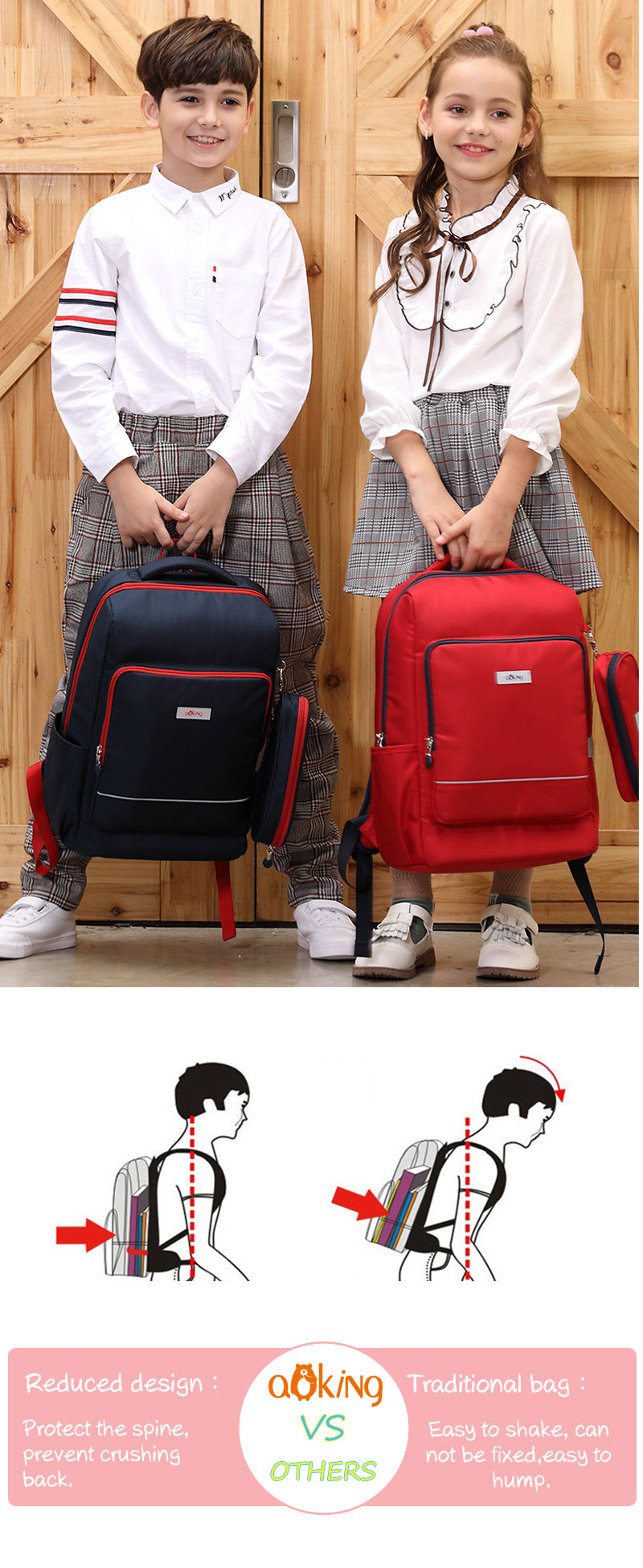 Aoking spine protection backpack specially designed for students under 140cm in height B8771