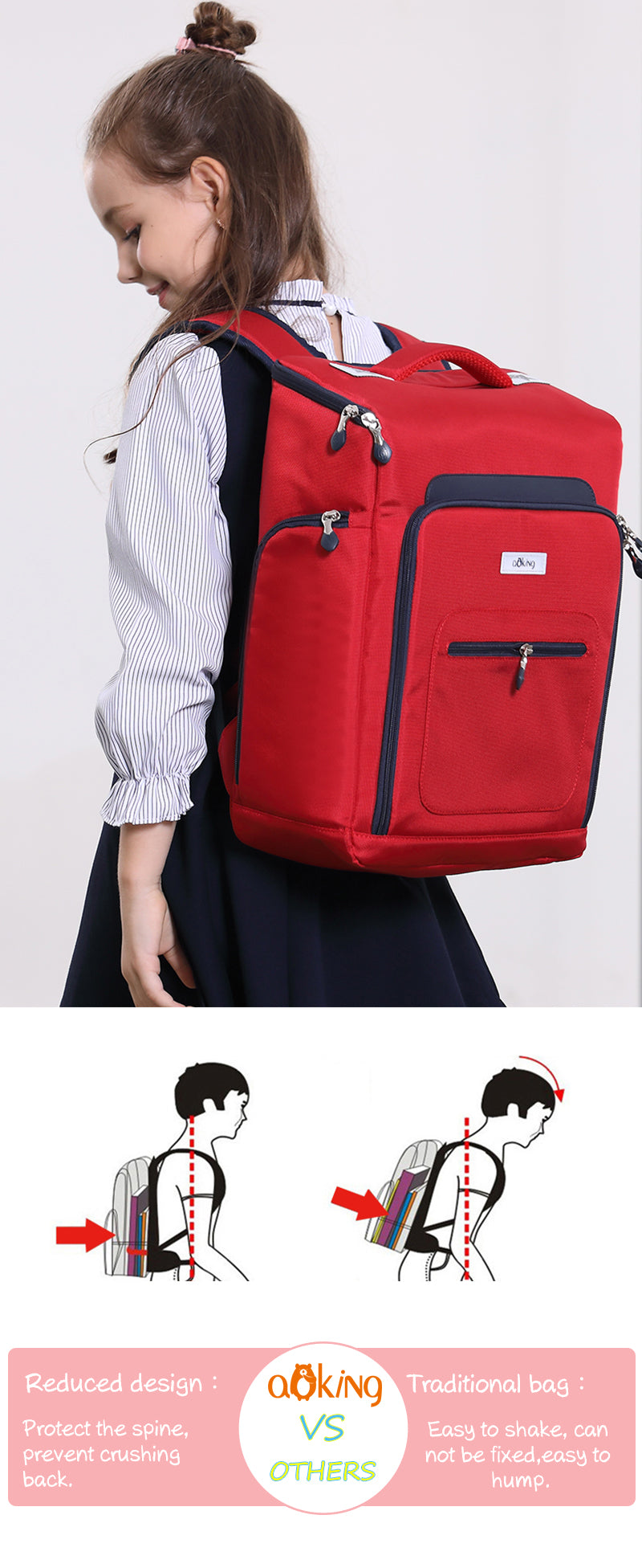 Aoking spine protection backpack specially designed for students under 140cm in height - B8773