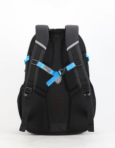Aoking 升級版懸浮護脊彈力肩帶減重書包背包 純黑+藍色 (中學生Size) JN470322B-47