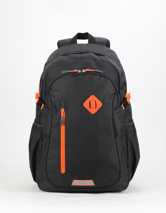 Aoking 升級版懸浮護脊彈力肩帶減重書包背包純黑+橙色(中學生Size 